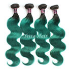 Zwei Ton wirkliche Ombre-Haar-Erweiterungen, grünen 14 - 24 Zoll-Jungfrau-Haar